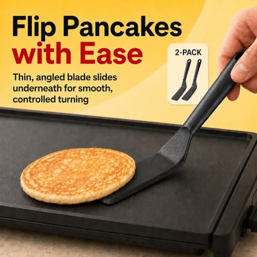Pack of 2, Egg Spatula - Non-Stick, High Heat Resistant Kitchen Tools for Panckes, Eggs, Baking, Cooking, and Mixing - Black Egg Spatula - color: Black Set
