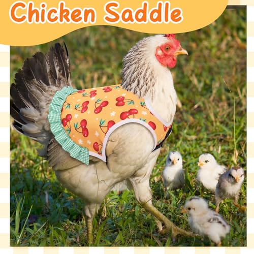 6 Pcs Chicken Saddle for Hens, Chicken Aprons Back Protector | Chickens Vest Jacket Saddles for Hens for Poultry Hen Feather Fixer Supplies (Adjustable Strap, Fruit) - style: Adjustable Velcro, Fruit Theme