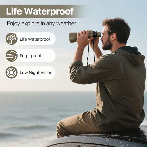 FREE SOLDIER 20x50 High Powered Binoculars for Adults, Mud | With Bak4 Prism Fmc Lens, Lightweight, Portable, Waterproof, Fog-Proof, For Bird Watching, Hunting, Hiking, Concerts, Travel - color: Mud