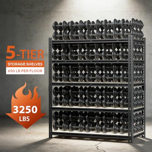 5 Tier Garage Shelving, Adjustable Heavy Duty Garage Shelves | 72 "H Metal Storage Shelves Unit for Basement,Warehouse,Pantry Kitchen - size: 72*55*24