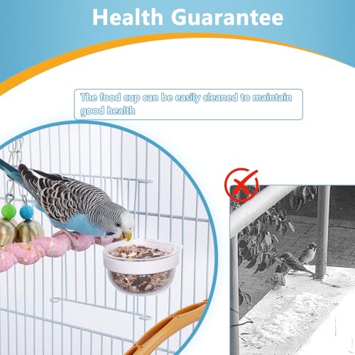 6 Pack Detachable Transparent Bowl Plastic Food Cup Convenient Hanging Seed Water Feeder for Parrot Canary Finch Small Size Bird