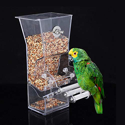 Haofy No Mess Bird Feeder with Removable Tray for Small Birds - 3 Perches Catches 95% Spilled Seeds Easy Refill Cover for Living Room Backyard Deck Use