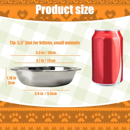 4 Pcs Stainless Steel Cat Bowls, 5.5 Inch Whisker Friendly Shallow Cat Food Bowls, Small Metal Pet Dish for Kittens and Indoor Cats, Basic Replacement Plates for Elevated Feeder Stands,Dishwasher Safe