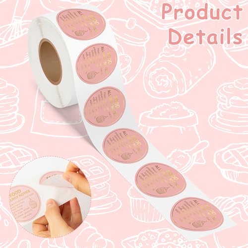 Food Allergy Notice Stickers - 500 Count Allergen Warning Label Gold Foil Adhesive Round Decal Roll, Food Alert Safety for Restaurant Home Kitchen Bakery Cake Shop (2 x 2 Inch, Pink) - color: Food Allergy Pink