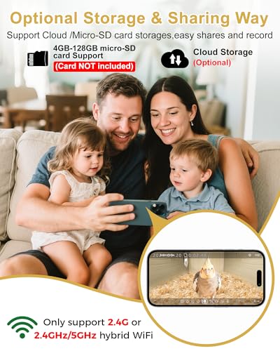 Parakeet Nesting Box,Bird House with Camera,Natural Bird Nest Box with 1080P Wi-Fi Camera, Visual Breeding Record for Pet Bird Budgies, Parrots, Finches, Canaries