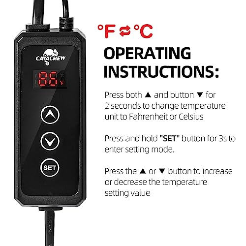 Dimming Thermostat Reptile, Thermostat for Reptile Heat Lamp Mats Bulbs, PID Temperature Controller for Reptile Amphibian Habistat, Memory Function, LED Digital Screen, Sensitive Probe, 300W
