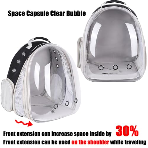 Front Expandable Large Cat Backpack Carrier, Fit up to 20 lbs, Space Capsule Bubble Window Pet Carrier Backpack for Large Fat Cat and Small Puppy - color: Black, size: Gen 1 - Clear Bubble