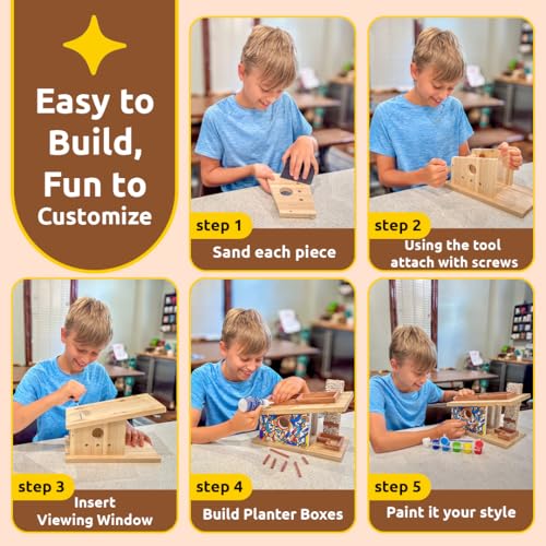 Modern Birdhouse Woodworking Kit | Complete DIY Birdhouse for Kids & Adults, Build Your Own BirdhouseKit for Creative Woodworking Crafts