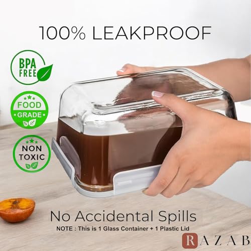 3300 ml/ 112 oz LARGE Glass Food Container with Locking Lid. Ideal for Storing food, vegetables or fruits. Baking Casserole, Lasagna, Baking Or Roasting chicken and lot of other tasty food. BPA Free - color: Gray