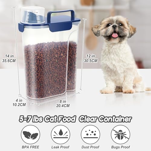 5Lbs Airtight Dog Food Container,Cat Storage Bin, Pet Dispenser BPA-FreeTranslucent Body Upgraded large nozzle for Small Animal Kibble, Bird Bird Seed, Oatmeal, Rice, Flour, Brown Sugart-Royal Blue - color: Royal Blue, size: 5L-1pack
