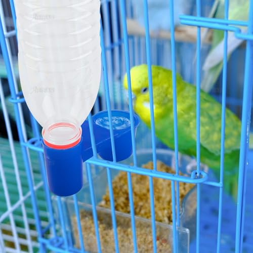 AUEAR, Set of 12 Bird Drinker Feeder Cup Soda Pop Water Bottle Plastic for Pigeons Parrot Chicken Supplies (Blue) - color: Blue