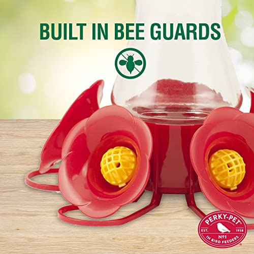 Perky-Pet Favored Pinch-Waist Glass Hummingbird Feeder, 16 oz Capacity | Built-in Ant Moat & Bee Guard for Prevention Against Bees, Wasps, Ants, 5 Feeding Ports with Perches, Garden Décor - style: 1 Feeder