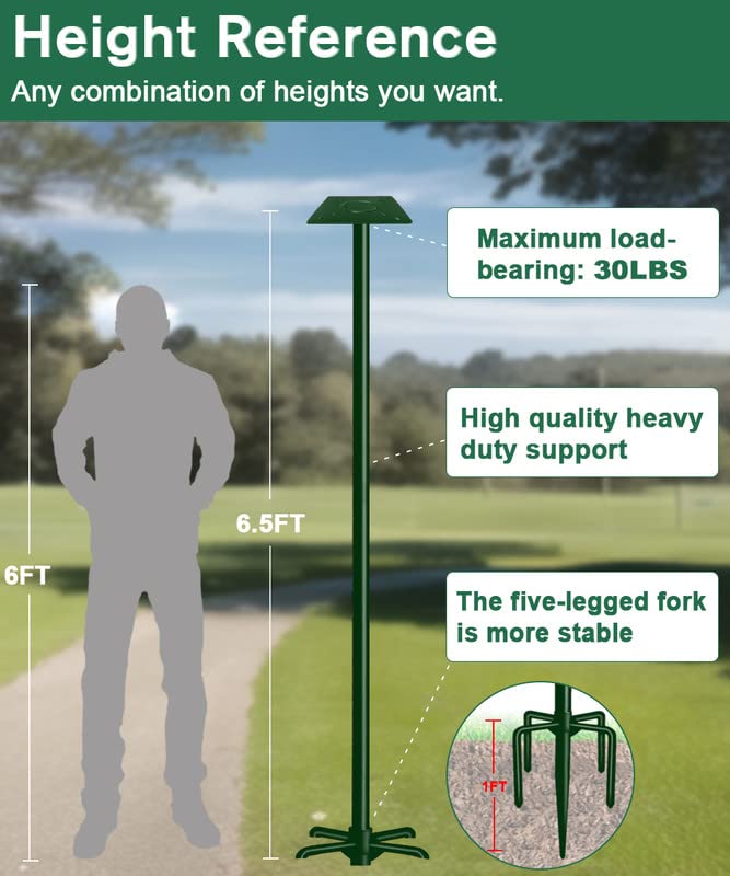 90Inch Heavy Duty Bird House Pole Mount Kit with Frosted, Bird Feeder Pole Kit with 5 Prongs Base and 2 Plates, for Outdoor, Yard, Garden, Green(Birdhouse Not Include) - color: green