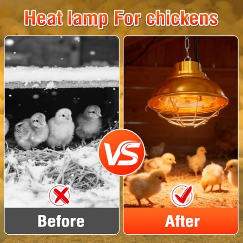 Chicken Heat Lamp 350W Chicken Coop Heater with Carbon Fiber Bulb Winter Hanging Heat Lamp for Chicks Brooder Pen, Duck, Pet House, Poultry, Greenhouse Plant (350 Watt)