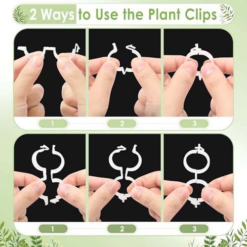 300PCS Plant Support Clips, Reusable Tomato Clips for Climbing Plants | Secured Plastic Tomato Plant Clips Garden Trellis Clips Plant Fixing Clips for Tomato Grape Cucumber Vine