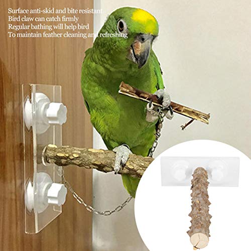 Parrots Outdoor Portable Wood Perch 30CM Pet Bird Shower Standing Rod with Suction Cup