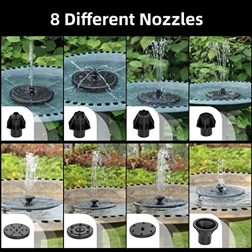 Solar Powered Fountain 4W Bird Bath Fountains Pump Upgraded Glass Panel Fountains with Color LED Lights 7 Nozzles & 4 Fixers for Garden Small Pond Outdoor Swimming Pool Fish Tank