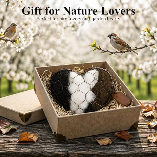 Handmade Alpaca Fiber Nesting Heart – Soft Natural Holder for Wild Birds, Garden Trees, Winter Shelter & Bird Lover Gift