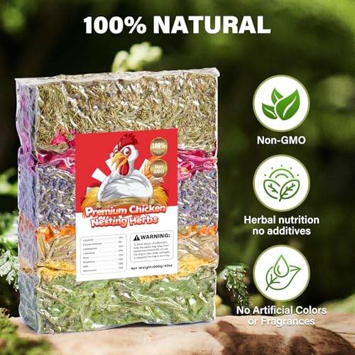 42oz Premium Chicken Nesting Herbs – Natural Dried Blend, Lavender Rose Mint Mix, Helps Reduce Odors and Freshen Coop Naturally, Relaxing & Calming Herbs for Happy Hens - size: 2.63 Pound (Pack of 1)