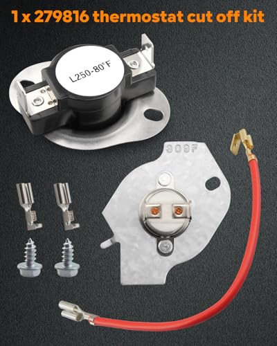 279816 Dryer Heating Element Kit Fit for Maytag MED5500FW1 MED5500FW2 MED5630HC0 MED5630HC1 MED5630HC2 Heating Element Replacement - style: 1 x 279816 thermostat cutout kit and 1 x heating unit