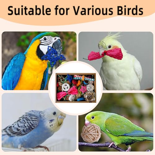 Bird Foraging Toys Parrot Chew Shredding Toys Parakeet Cage Accessories | Colorful,Box Packaging,Cockatiel Toys,for Parakeets Cockatiels Conures Lovebirds,Helps Reduce Stress & Cage Boredom - color: Colorful