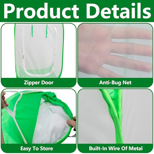 24"x24"x36" Pop Up Garden Mesh Plant Cover, Plant Protectors Mesh Enclosure | Garden Net Cage Pest Protection Guard Tent with Storage Bag, Crop Cage for Protect Plant Vegetable Fruit from Birds Insects - color: 24 X 24 X 36 Inch