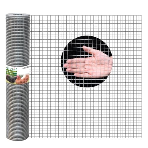 Gartist 1/2inch 16"x50' Chicken Wire Fencing Roll, Galvanized Hardware Cloth, 19Ga Hot-Dip Welded Preventing Snakes, Raccoons and Foxes - size: 19G 1/2 16"x50'
