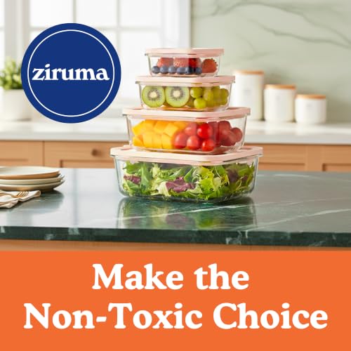 Non-Toxic Glass Food Containers with Lids, 4-Pack, 21 oz, Airtight, Gray | Plastic & BPA free. Glass body, glass lid & platinum silicone seal. Airtight & leakproof. Freezer & microwave safe. - color: Gray, size: 21 Oz