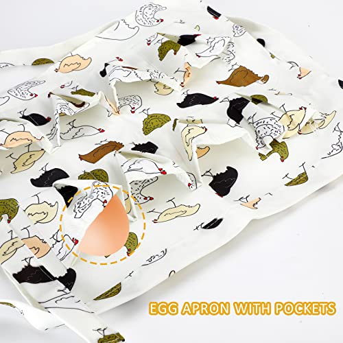 Cute Egg Collecting Apron with 8 Individual Pockets for Farm Use | Multi-Pocket Farmhouse Apron for Gathering Chicken, Duck & Goose Eggs, Kitchen Tasks & Family Farm Activities
