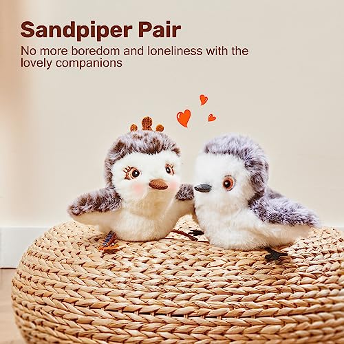 Potaroma Cat Toys 2 Pcs Flapping Sandpiper Pair-Mate | Lifelike Birds Chirp, Chargeable Touch Activated Kitten Fun Interactive Kitty Exercise with Catnip for All Breeds - style: Piper Couple