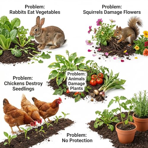 3Pack Plant Protector from Animals, 9pcs Wire Plant Protectors Metal Mesh Plant Cages, 11.8 x 15.7 Inch Outdoor Plant Guards for Rabbits Chicken Squirrels and Garden Protection