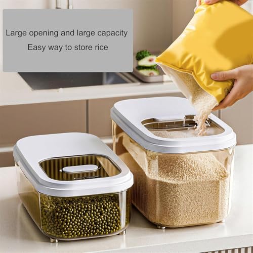 Rice Storage Container, Airtight Food Storage Containers 11-22 Lbs, Rice Dispenser with Measuring Cup and Small Bin for Flour Cereal Pasta Grain, Pet Bird Food Container (Small-11LBS)