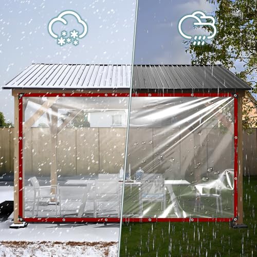 Clear Tarp Waterproof 6x20 Tarps Heavy Duty Plastic Tarp with Grommets Clear Vinyl Tarps for Outdoor Patio Enclosure Chicken Coop Cover Waterproof Transparent Tarpaulin for Porch Greenhouse Plant - size: 6x20FT-1PCS