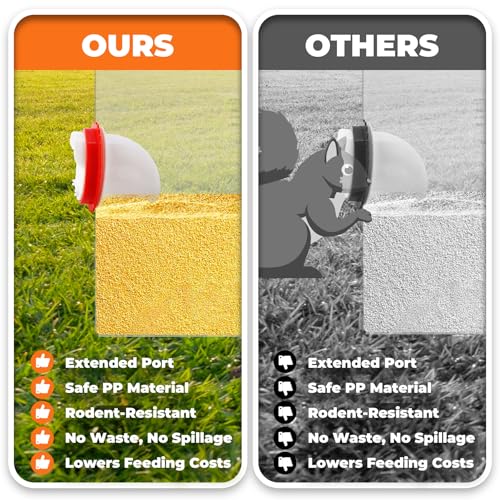 Large Chicken Feeder No Waste, 110lbs Capacity 10 Port,Metal Chicken Feeder | Rainproof Locking Lid, Adjustable Legs, Galvanized Steel, Fits Chickens Ducks Turkeys, Easy to Clean