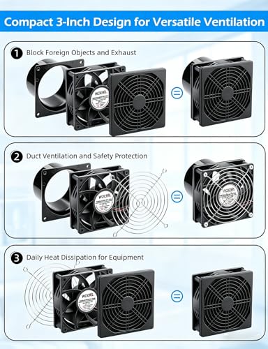 120mm x 38mm 4 Inch Computer Duct Fan, 12V Exhaust with AC Speed Controller,High Airflow Small Exhaust Fan Dual Ball for Print Fume Extractor Enclosure Grow Tent Ventilation Crawlspace Cooling - size: 12038-one duct