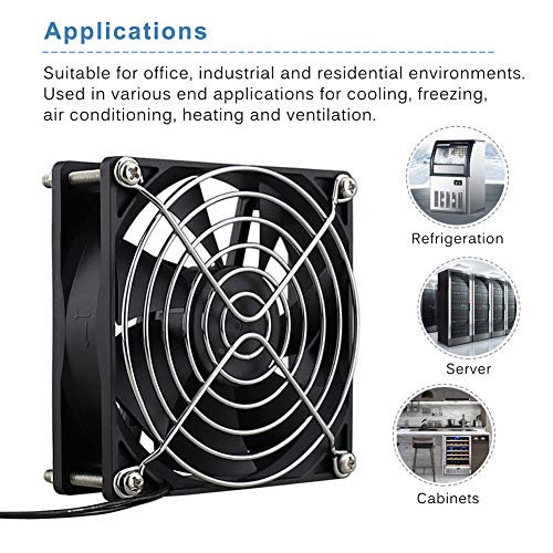 GDSTIME 92mm EC Axial Fan AC 110V 120V Dual Ball Bearing Brushless Cooling | 92x92x25mm, 80-240V wide, 2W Low Power, ON/OFF Switch, for Amplifier, Cabinet Ventilation Exhaust Projects - size: 92x25mm