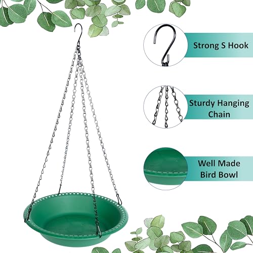 Hanging Bird Feeder Tray with Drainage Holes for Outside, Bird Seed Catcher Tray, Feeding Station (14 inch, Green) - color: Green, size: 14 inch