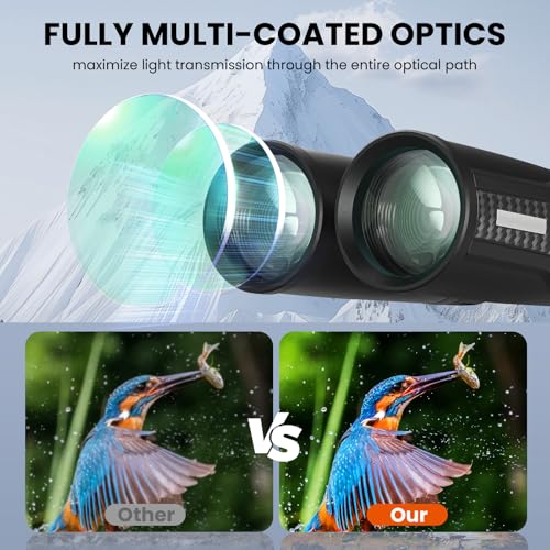 Premium ED HD Binoculars 10x42 for Adults, Waterproof & Fogproof with Magnesium Alloy Body, BAK4 Prism - High Power Binoculars for Bird Watching, Hunting, Travel & Outdoor Sports, Compact - size: ED10X42