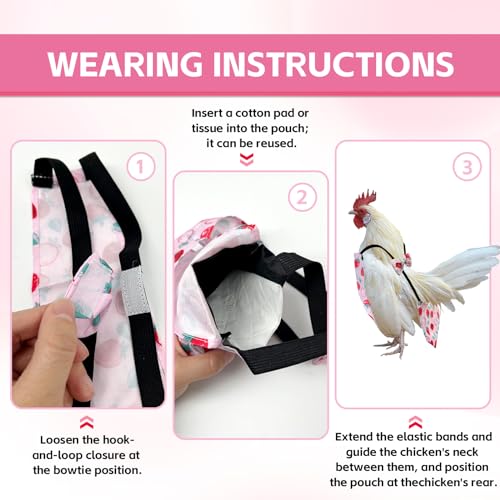 3 Pieces Chicken Diapers for Hens Pet Duck Diapers Reusable Chicken Diapers Chicken Clothes Accessories with Bow Tie for Poultry (M) - size: M