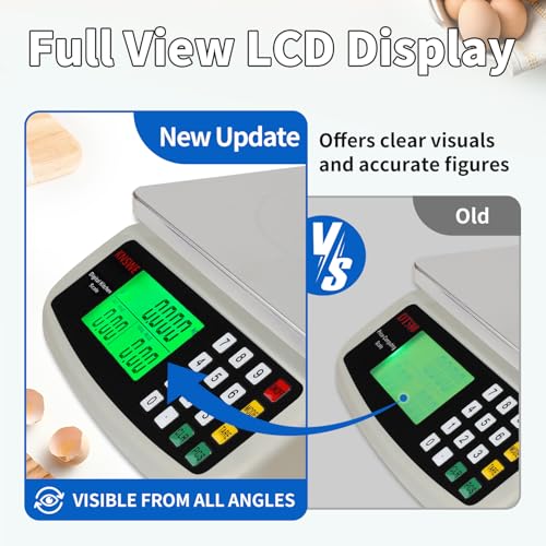 Commercial Food Scale 40KG Large Digital Kitchen Scale Baking Cooking Bread Meat Weight Price Computing Scale Stainless Steel Parts and Coins Counting Scale for Deli Stores Tare Function - style: 40KG