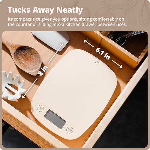 Greater Goods Food Scale, Slim & Compact Build, 1g Precision (Birch White) | Digital Kitchen Scale for Cooking, Meal Prep & Portion Control, Tare, Auto Shut-Off, g/oz/lb/ml Conversion & Calorie Tracking - color: Birch White