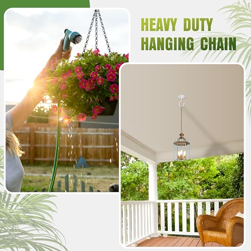4-Pack 25.5 Inch Hanging Chain with Hooks for Hanging Bird Feeders, Birdbaths, Planters, Lanterns, Wind Chimes, Baskets, Billboards, Decorative Ornaments, Outdoor Indoor Use (Black)