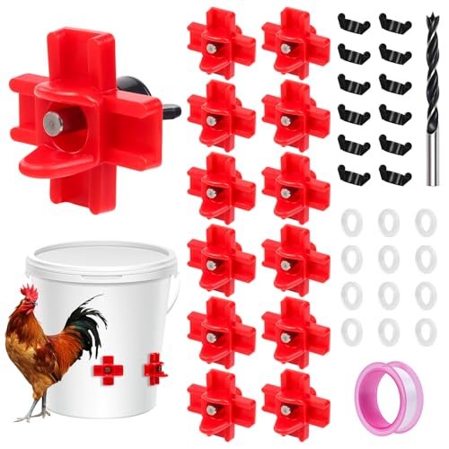 12 Pcs Horizontal Chicken Waterer Nipple, Automatic Poultry Nipple Watering | Leakproof Poultry Watering System with Drill Bits; Water Saving; Easy to Install; For Poultry Coop Ducks