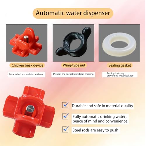 12 Pcs Horizontal Chicken Waterer Nipples with Drill Bits, Leakproof Poultry Watering System for Chicken Coop, ABS Plastic & Stainless Steel, Water Saving for Outdoor Use