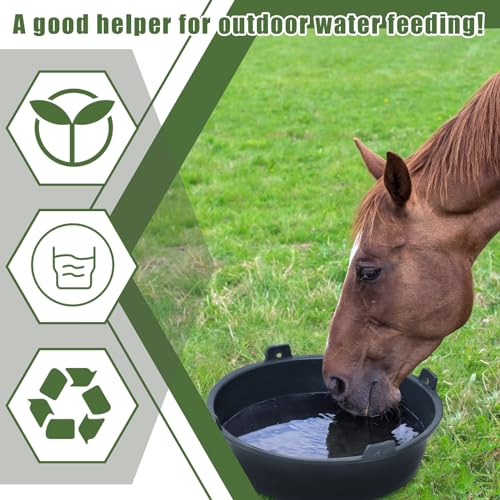 Sadnyy 8 Pcs Feed Pan 1.5 Gallon/6 Quart Utility Horse Feed Bucket Livestock Feeder Tubs Ox Tendon Bowl for Horses Dog Cats Goats Chicken Dust Bath - size: 1.5 Gallon/6 Quart