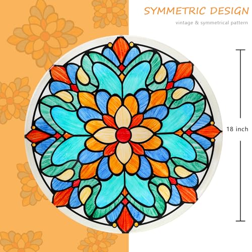 Glass Bird Bath with Metal Stand, Outdoor Bird Feeder Garden Decor | Glass Large Bird Baths Bowl with Metal Stand for Outdoors, Symmetrical Patterns Bird Feeder for Outside Garden, Patio Decor - color: kaleidoscope