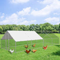 NUGRIART Extra Large Metal Chicken Coop Walk-in Poultry Cage Hen Duck Run House with Waterproof & Anti-UV Cover Galvanized Rabbits Habitat Spire Shaped Cage for Outdoor Yard Farm Use - size: 26.2' L x 9.8' W x 6.56' H