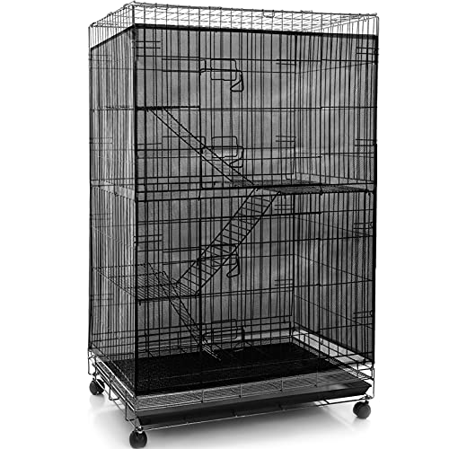 Shappy Large Bird Cage Seed Catcher,Bird Cage Cover Net Skirt Guard,Adjustable Soft Airy Mesh Net for Parrot Parakeet Macaw(59.8 x 39.4 Inch/ 152 x 100 cm,Black) - color: Black, size: 59.8 x 39.4 Inch/ 152 x 100 cm