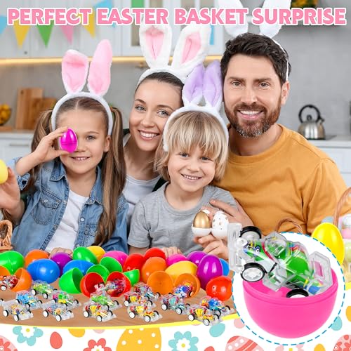Seifar 48 Pack Prefilled Easter Eggs Pull Back Cars, Small Race Cars Racing Car for Easter Stuffing Egg Hunt Basket Stuffers Filler Surprise Party Favor Classroom Prize - style: F1