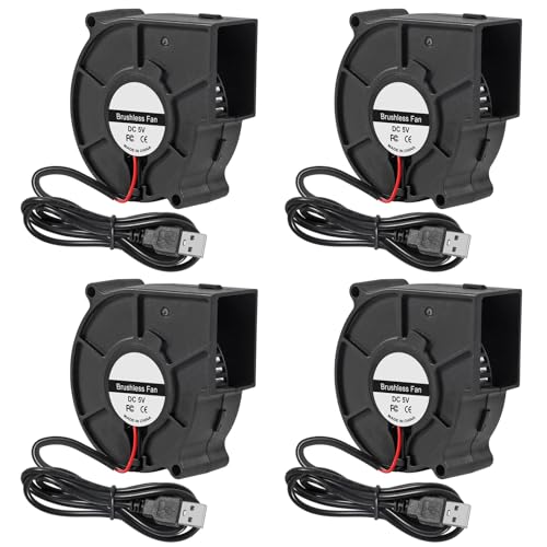 ACEIRMC 4pcs 75x30mm Blower Cooling Fan Turbine Centrifugal Fan 5V Brushless USB Sleeve Bearing/Dual Ball Bearing 2 pin Computer Fan Multi Used